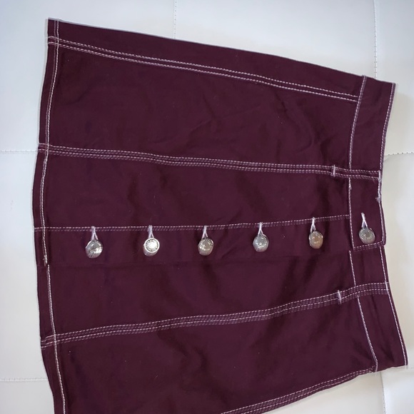 Maroon Skirt w WHITE STITCHING - Picture 2 of 3